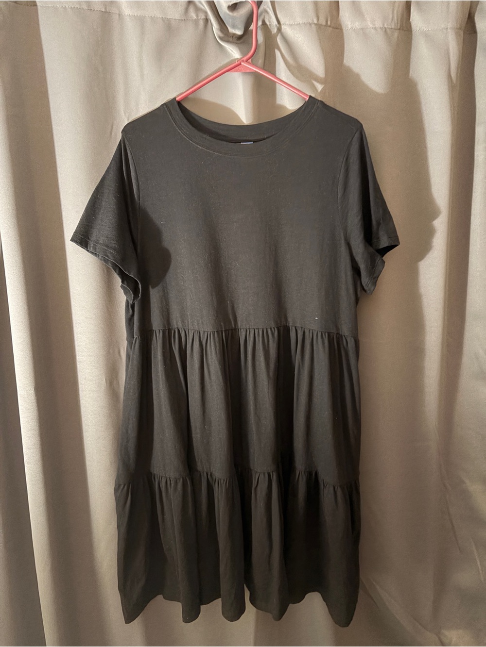 Old Navy Black Short-Sleeve Tiered Mini Dress